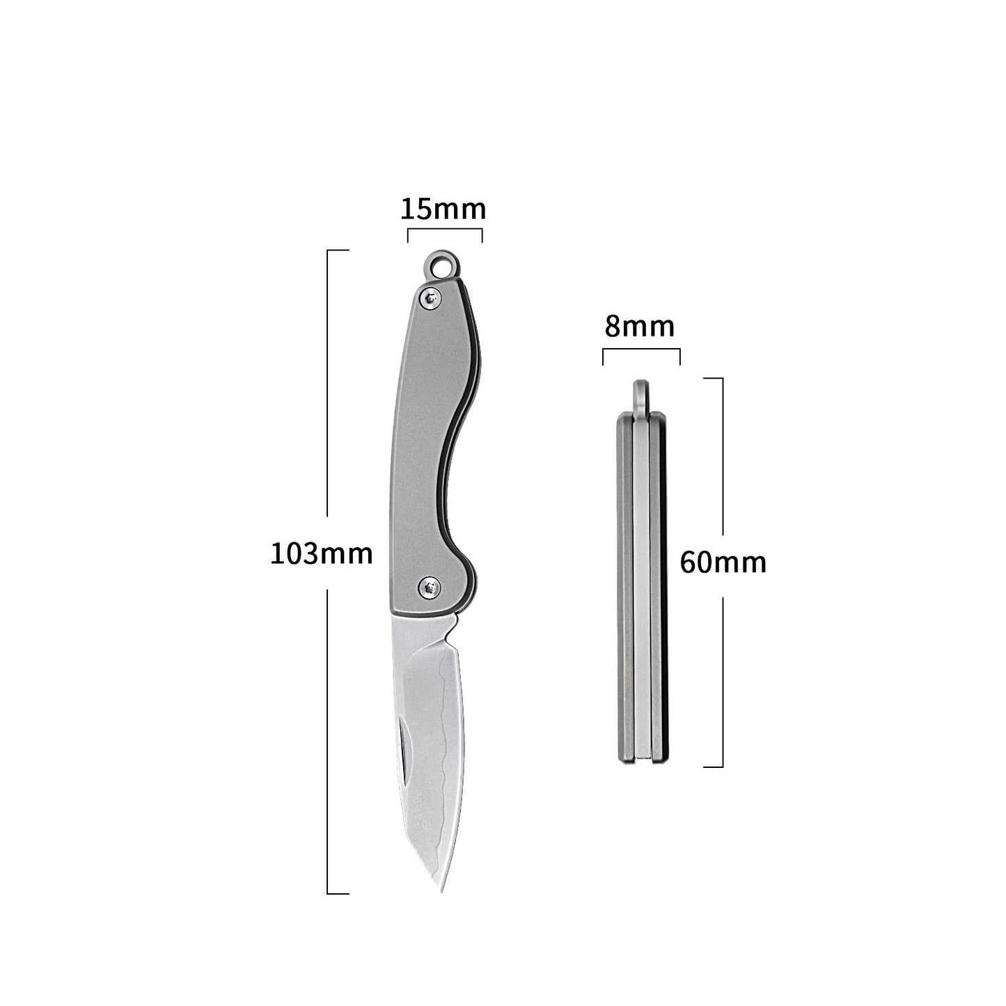 Mini Folding Titanium Knife Portable Pocket Knife Camping Food Processing Food Construction Repair Outdoor Equipment Keychain Mouth-3